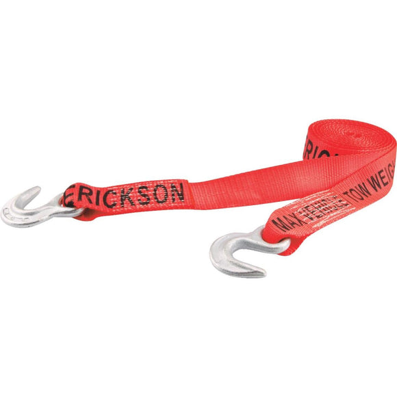 Erickson 2 In. x 15 Ft. 4250 Lb. Polyester Tow Strap with Hooks, Red