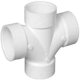 Pipe Fitting, DWV PVC Double Sanitary Tee, White, 2-In.