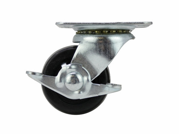 Shepherd Hardware 2-Inch Soft Rubber Swivel Plate Caster with Side Brake, 90-lb Load Capacity