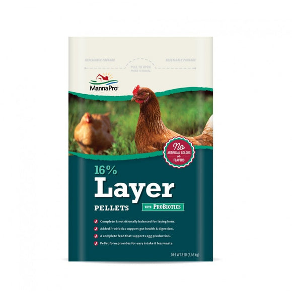 Manna Pro Adult Poultry Care 16% Layer Pellets With ProBiotics